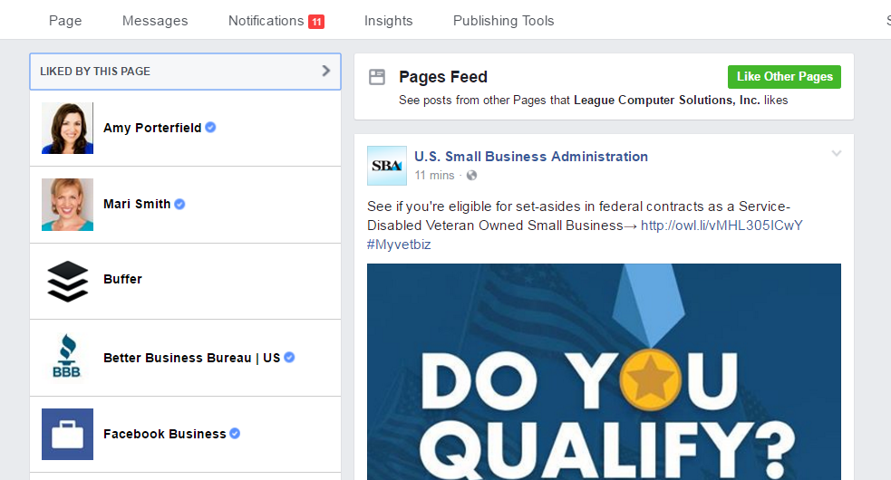 Pages Feed on Facebook to view other page posts
